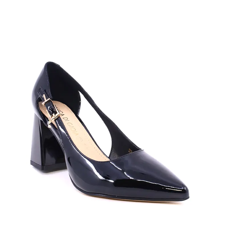 Pantofi stiletto cu toc pătrat femei Luca di Gioia negri din lac 1261DD8553LN — imaginea 2