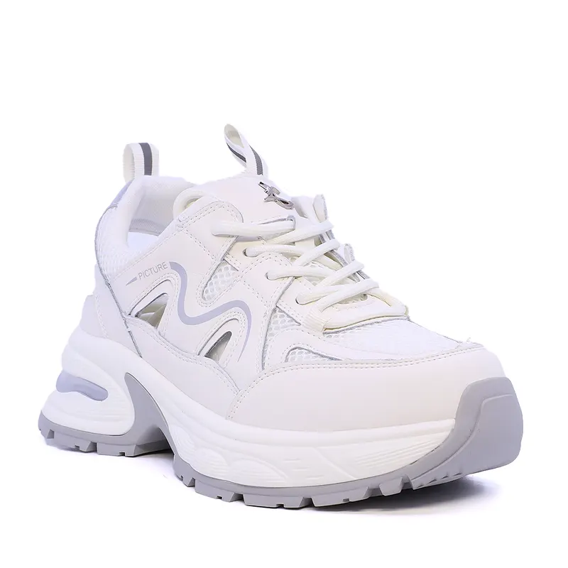 Sneakers decupați femei Luca di Gioia albi din piele și textil 3849DD001AAG — imaginea 2