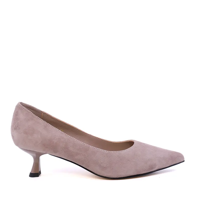 Pantofi tip kitten heel femei Enzo Bertini taupe din piele întoarsă 1391DP9341VTA