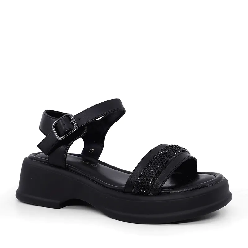 Sandale femei Luca di Gioia negre din piele 1297DS1591N — imaginea 2