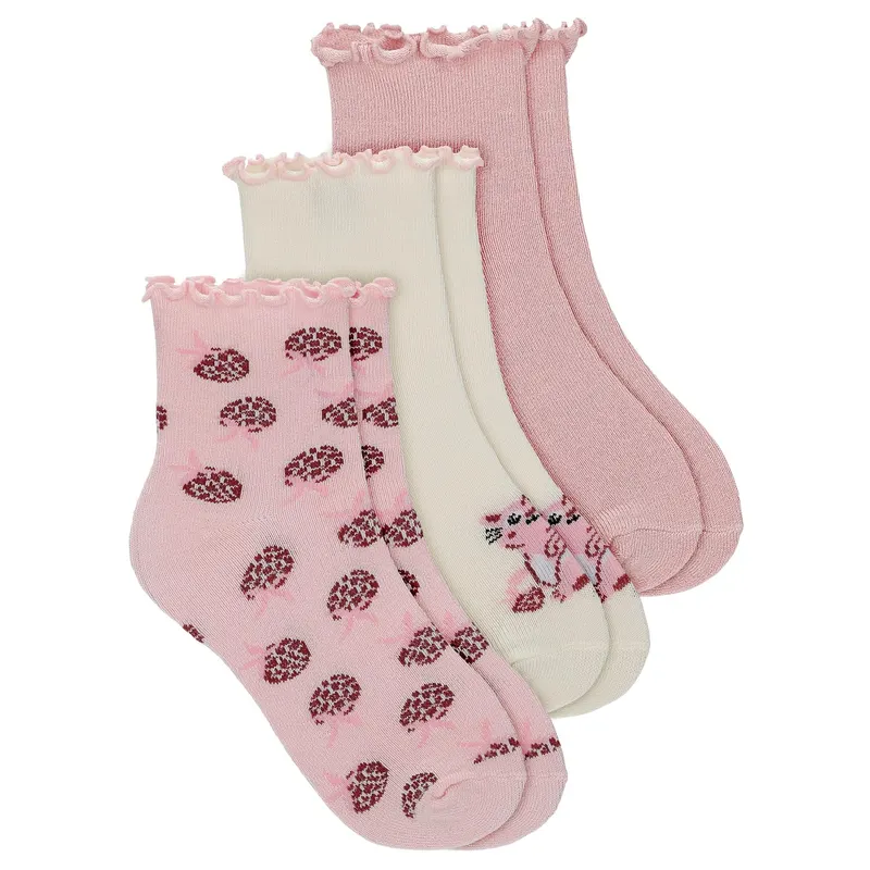 Șosete roz pentru copii cu model căpșună, set 3 perechi BARTEK 85707-45