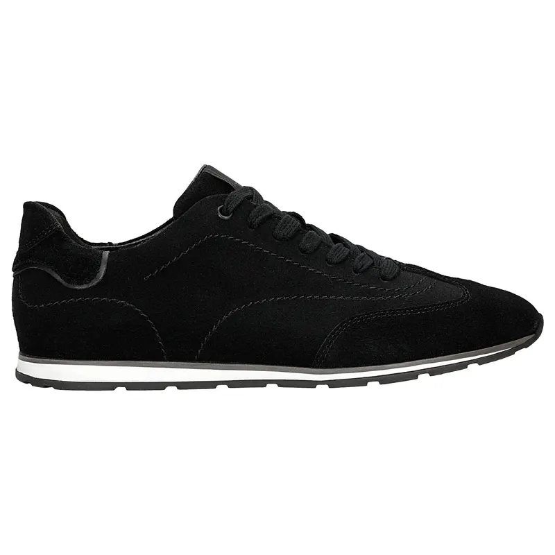 Sneakers negri bărbați din piele split întoarsă