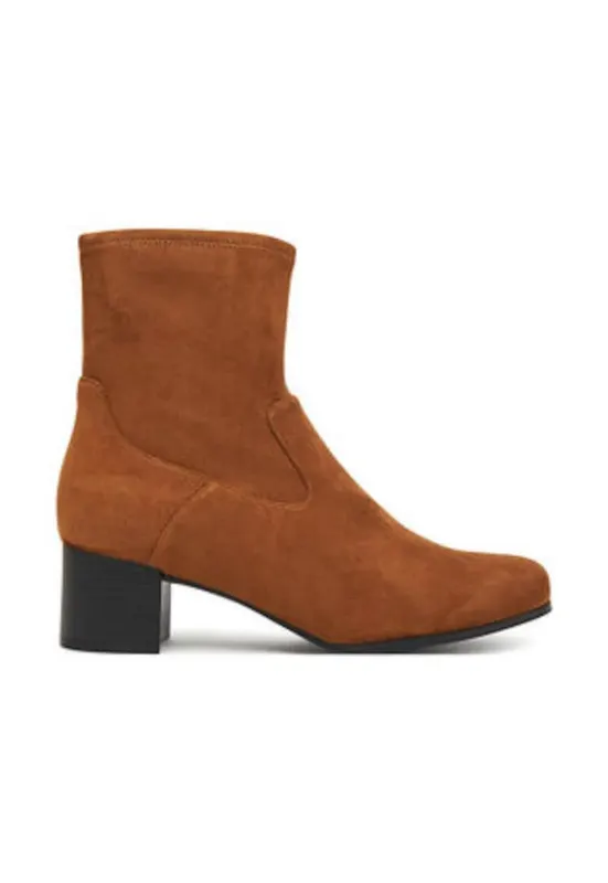 Botine dama pana la glezna - 305257086 - material textil - maro