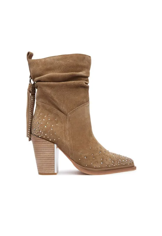 Botine dama din piele naturala - Bej