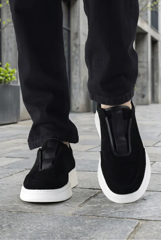 Pantofi Casual din Piele Naturală Negri tip Slip-On - ZAK SUET