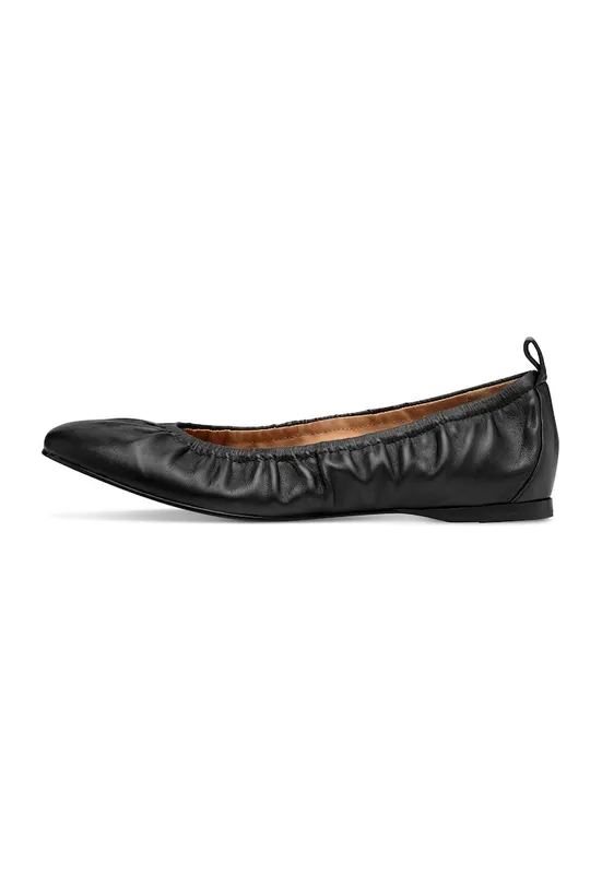 Balerini de piele cu model drapat - Negru