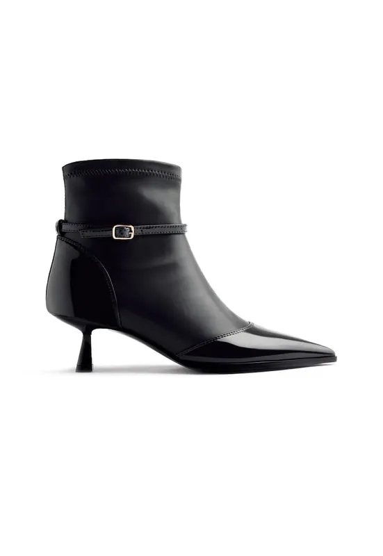 Botine cu toc kitten Caspian - Negru