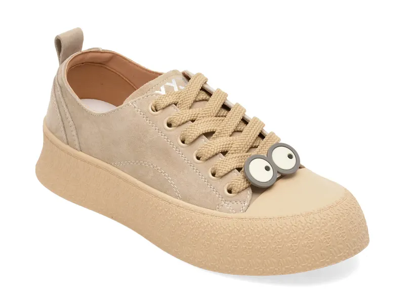 Pantofi sport bej, 24997, din nabuc