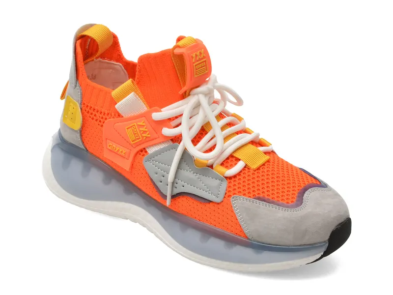 Pantofi sport portocalii, 221035, din material textil