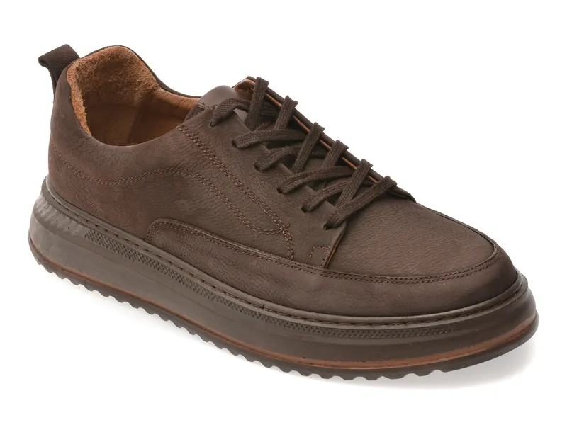Pantofi sport maro, BS4150, din nabuc