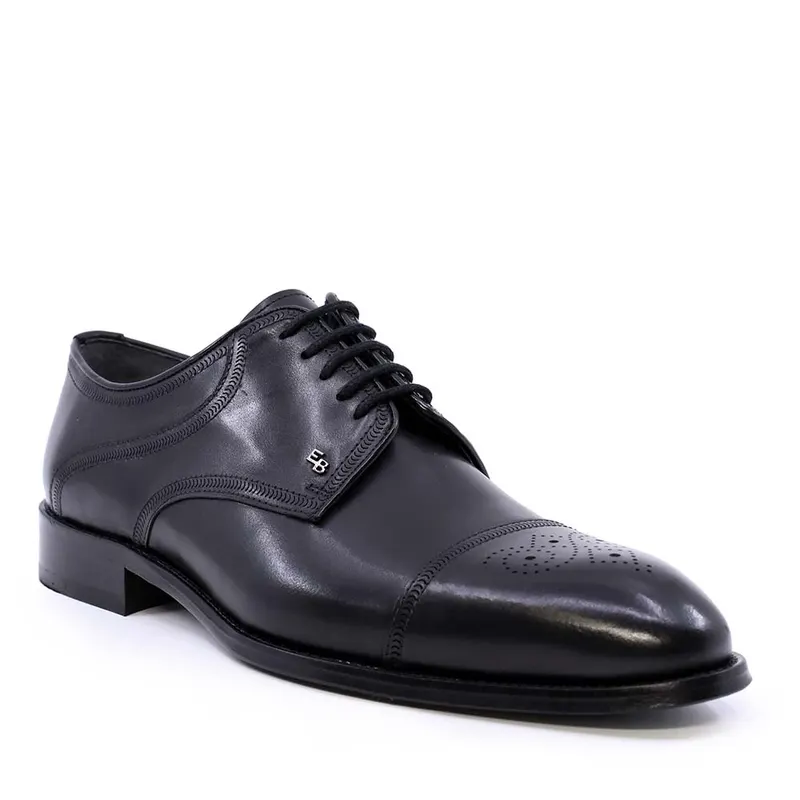 Pantofi derby bărbați Enzo Bertini negri din piele naturală 3689bp1459n — imaginea 2