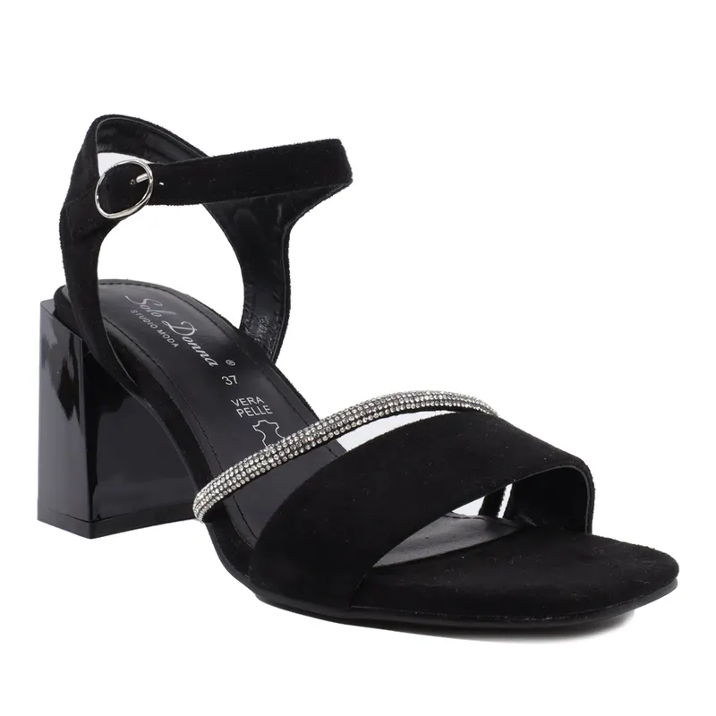 Sandale femei Solo Donna negre cu toc mediu 1169ds1100vn — imaginea 2