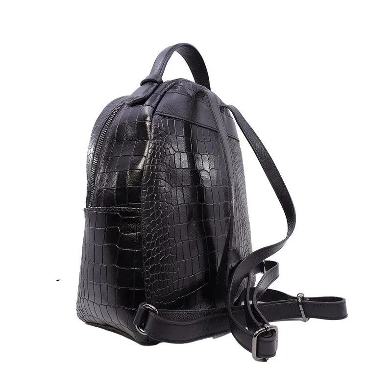 Rucsac femei Luca di Gioia negru din piele cu print 144RUCP3186CN — imaginea 2