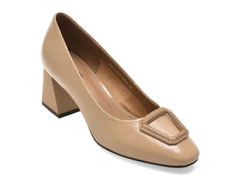 Pantofi eleganti IMAGE maro, 4F5671, din piele naturala lacuita