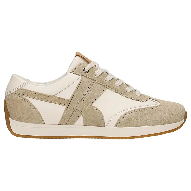 Sneakers damă bej din combinație de piele