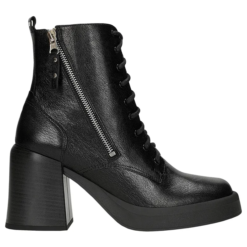 Ghete negre din piele cu toc