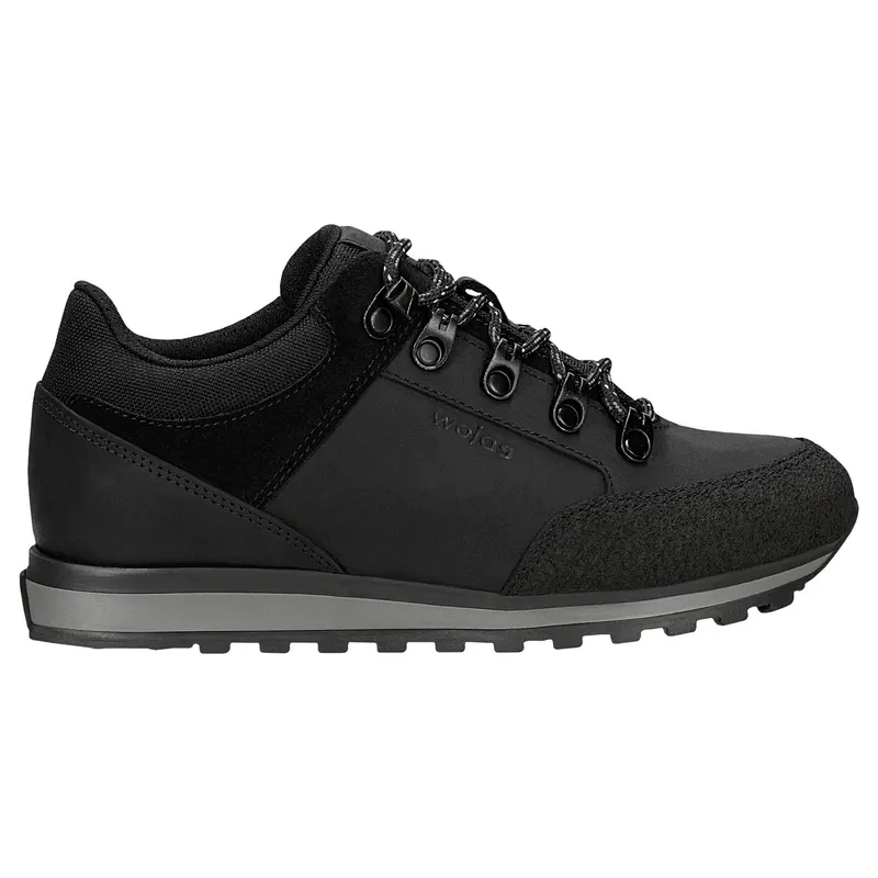 Pantofi de drumeție joși damă, negri, din piele crazy horse și material textil