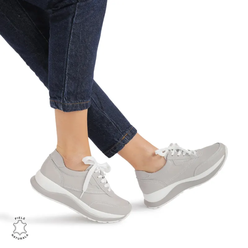 Pantofi Casual dama din Piele Naturala CRL0855 GRI