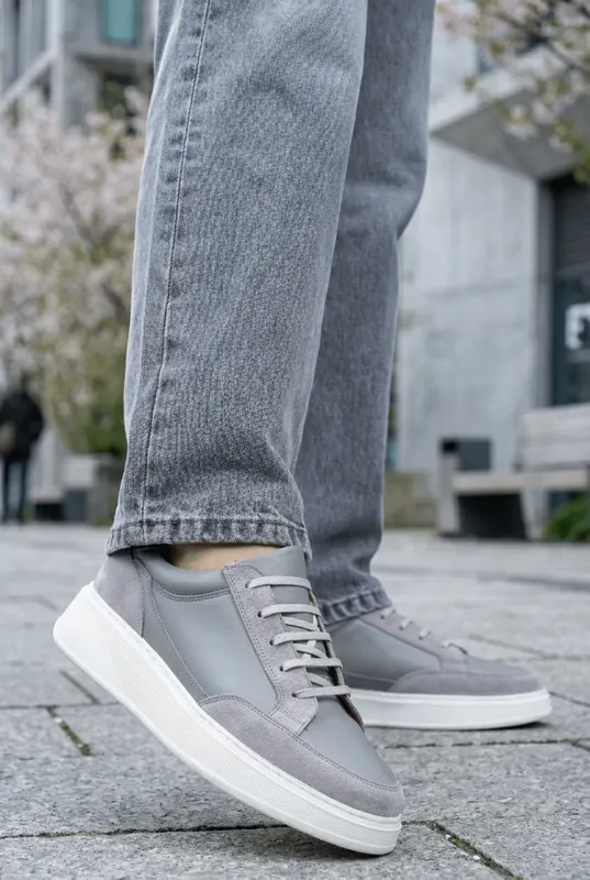 Pantofi Casual din Piele Naturală Gri - ZYK GREY