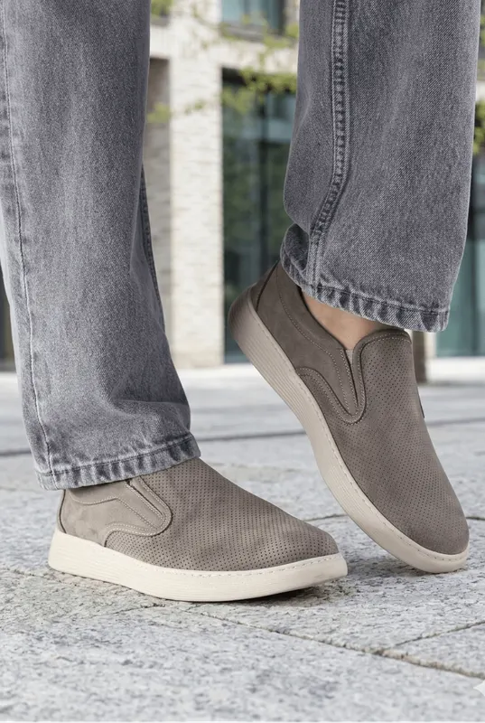 Pantofi Casual gen Mocasini din Piele- Doik TAUPE