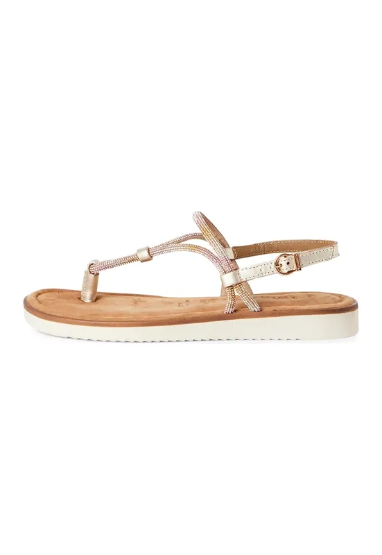 Sandale slingback cu detalii de piele - Maro/Roz pal