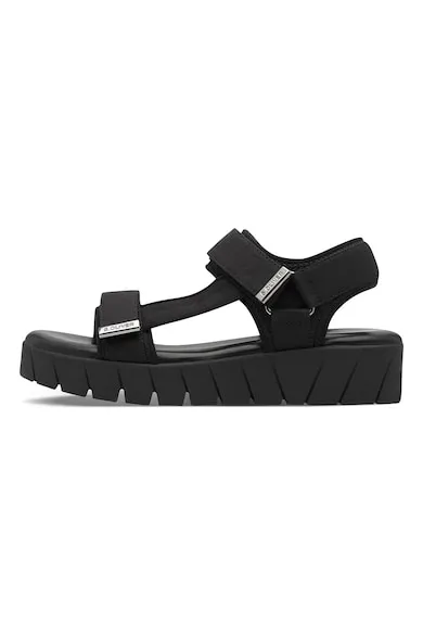 Sandale wedge cu velcro - Negru
