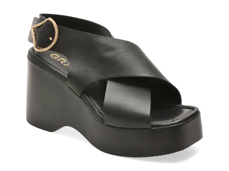 Sandale negre, M809, din piele naturala