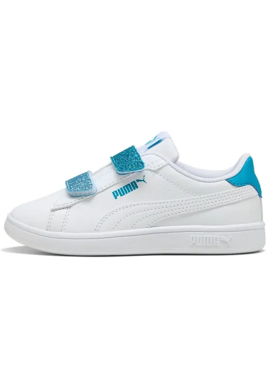 Pantofi sport cu detalii contrastante si banda velcro stralucitoare Smash 3.0 - Alb