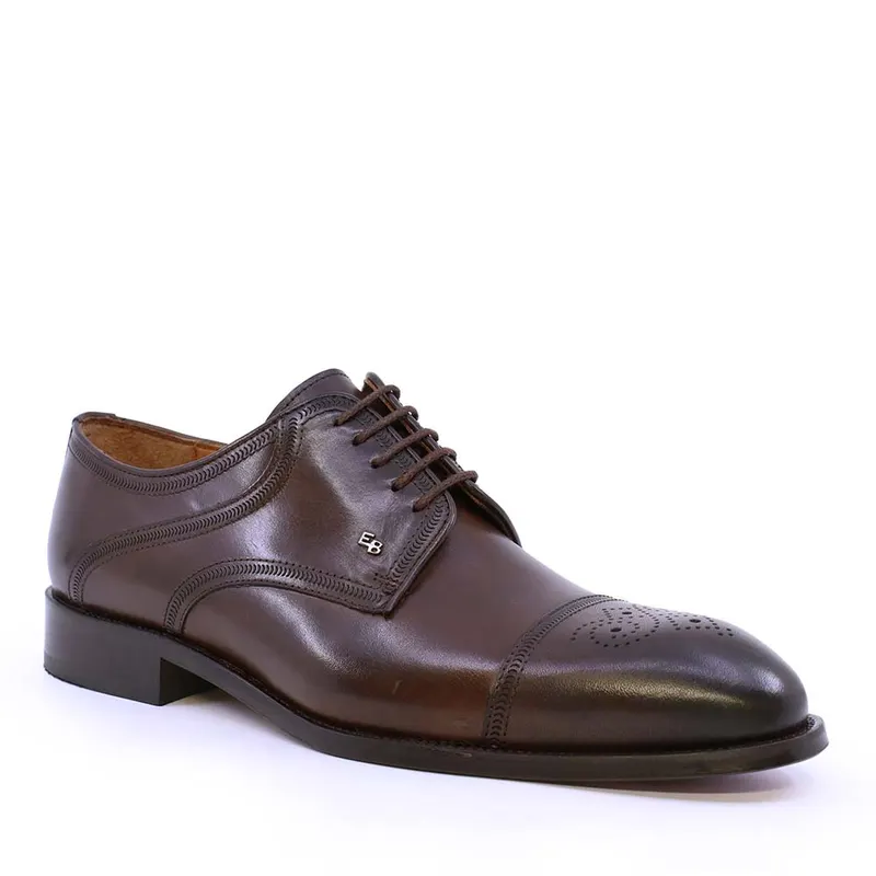 Pantofi derby bărbați Enzo Bertini maro din piele naturală 3689bp1459m — imaginea 2