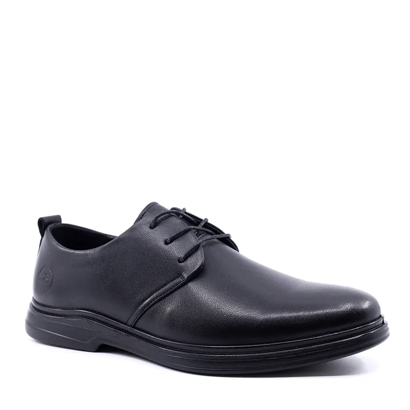 Pantofi bărbați negri din piele cu talpă flexibilă 3851BP795N — imaginea 2