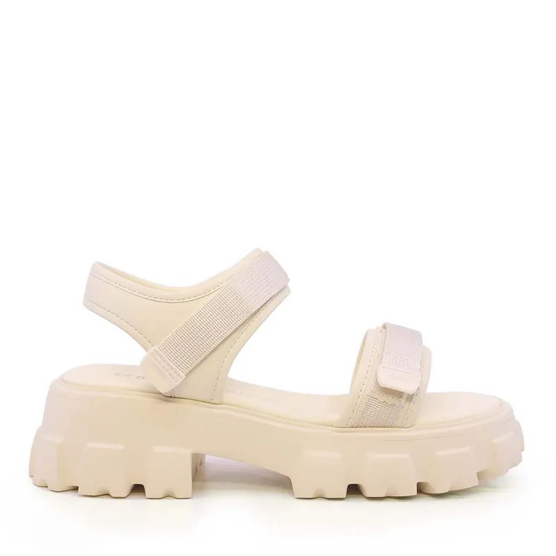Sandale cu talpă groasă femei bej din piele 3749DS190BE