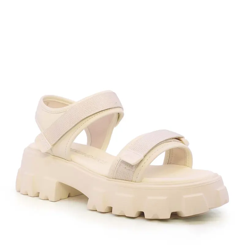 Sandale cu talpă groasă femei bej din piele 3749DS190BE — imaginea 2