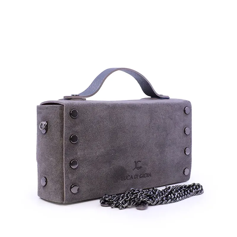 Poșetă mini crossbody femei Luca di Gioia gri din piele întoarsă 144posp3644vgr — imaginea 2