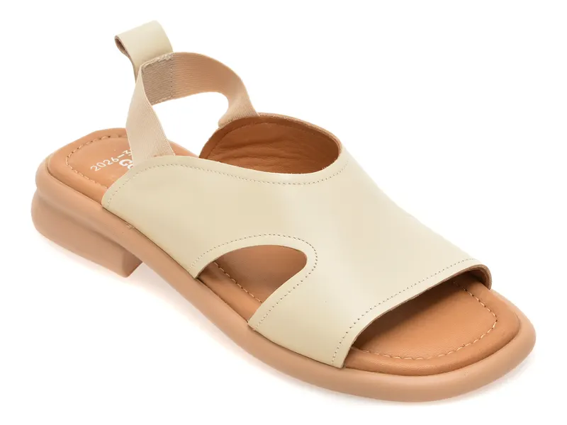 Sandale GOLD DEER bej, 22026, din piele naturala