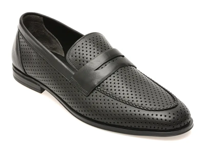 Mocasini eleganti negri, 25M125, din piele naturala