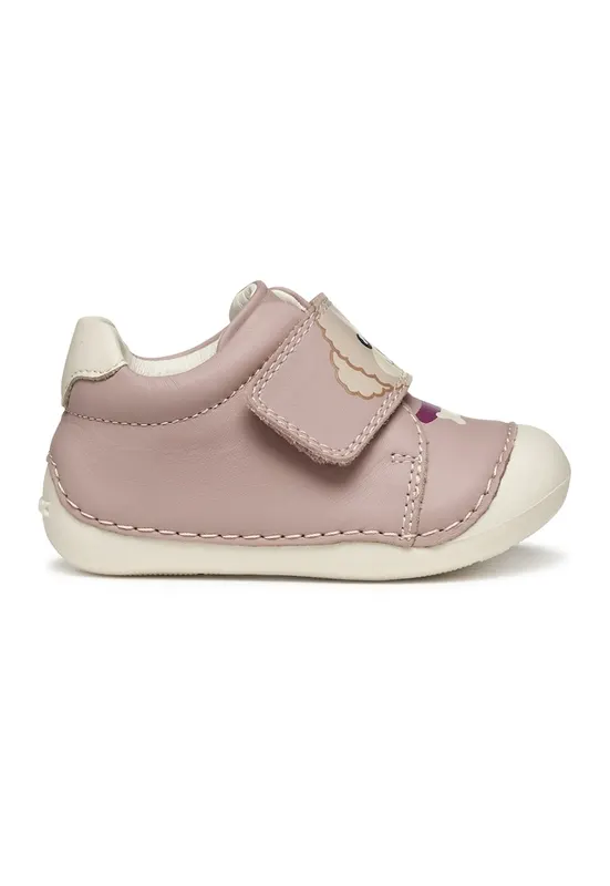 Pantofi sport Tutim din piele cu inchidere velcro - Bej/Roz prafuit