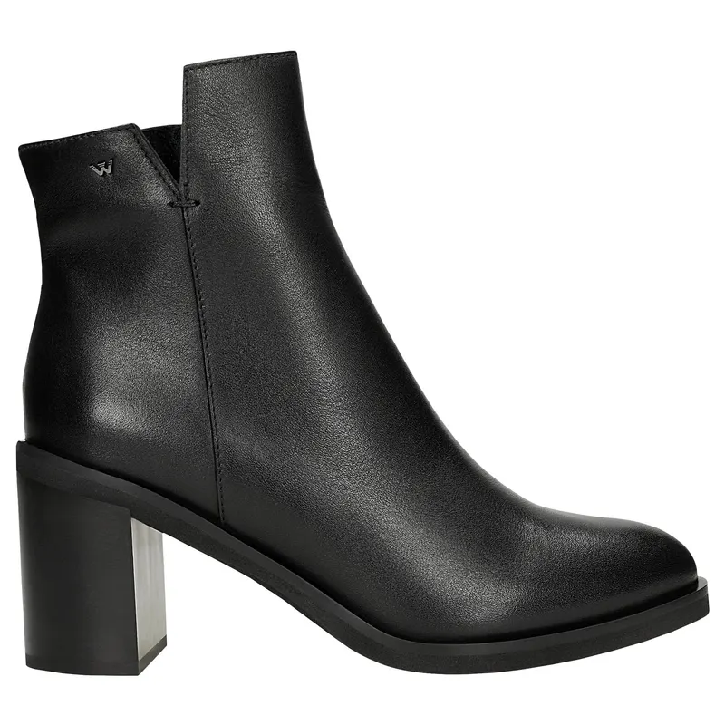Botine elegante cu toc din piele neagră