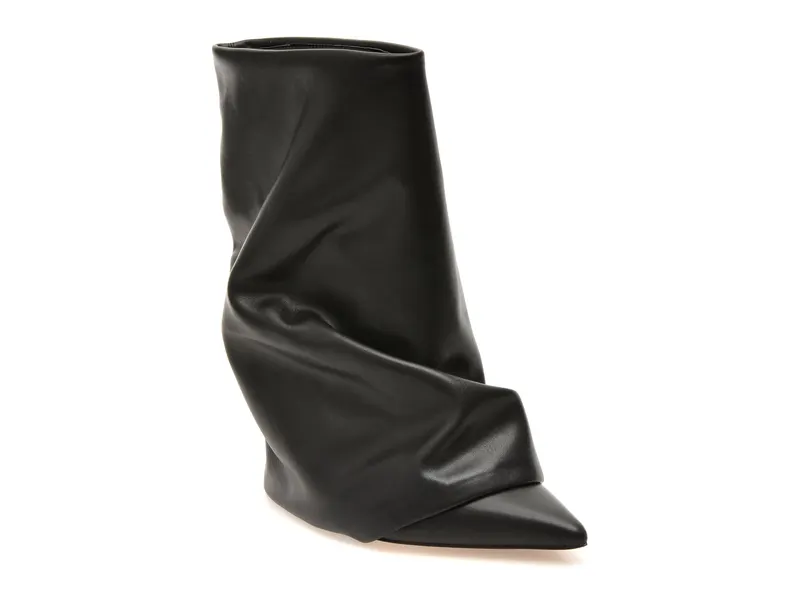 Botine elegante negre, KERLON 001, din piele ecologica
