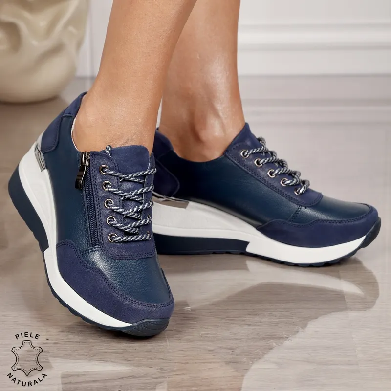 Pantofi Casual dama din Piele Naturala CRL0068 NAVY