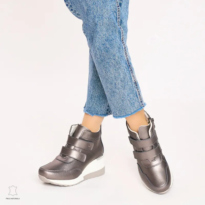 Ghete dama din Piele Naturala CRL0599 Pewter