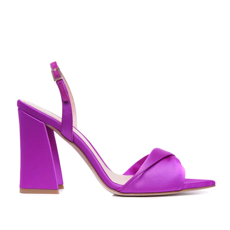 Sandale Cleo Satin, Varf Ascutit, Plum - 42 / 11 cm - Subtire