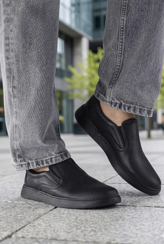 Pantofi Casual gen Mocasini din Piele- Doik BLACK