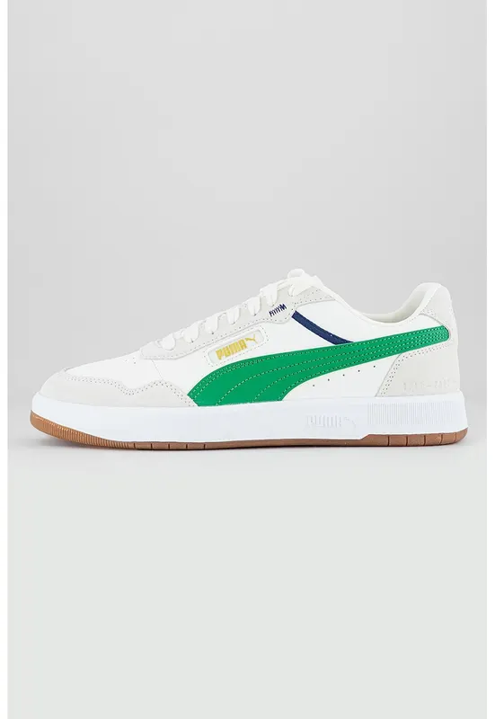 Pantofi sport de piele intoarsa si piele ecologica Court Ultra - Alb/Verde/Alb murdar
