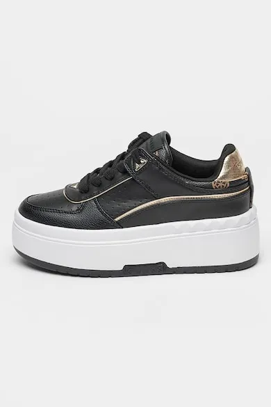 Pantofi sport flatform cu sireturi - Auriu/Negru