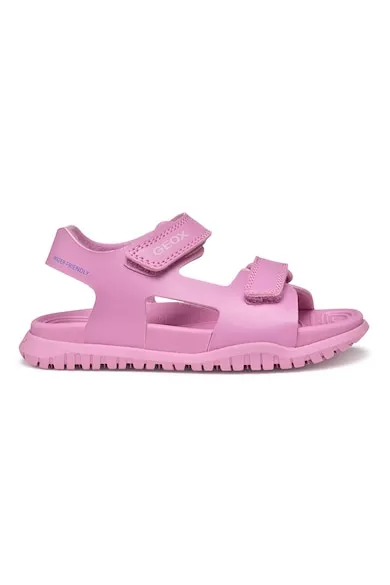 Sandale cu velcro si logo discret - Roz