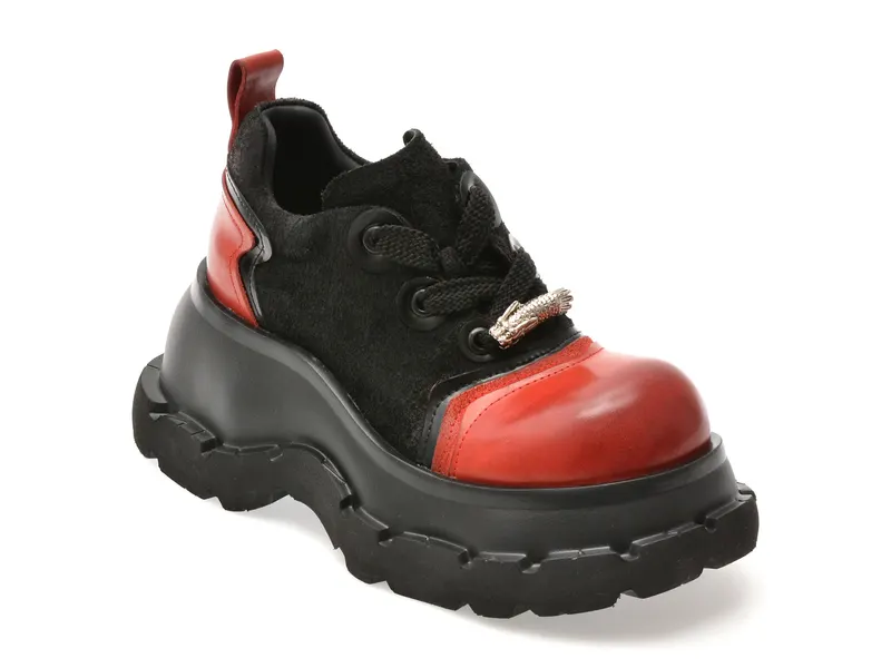 Pantofi sport rosii, 6113, din piele naturala