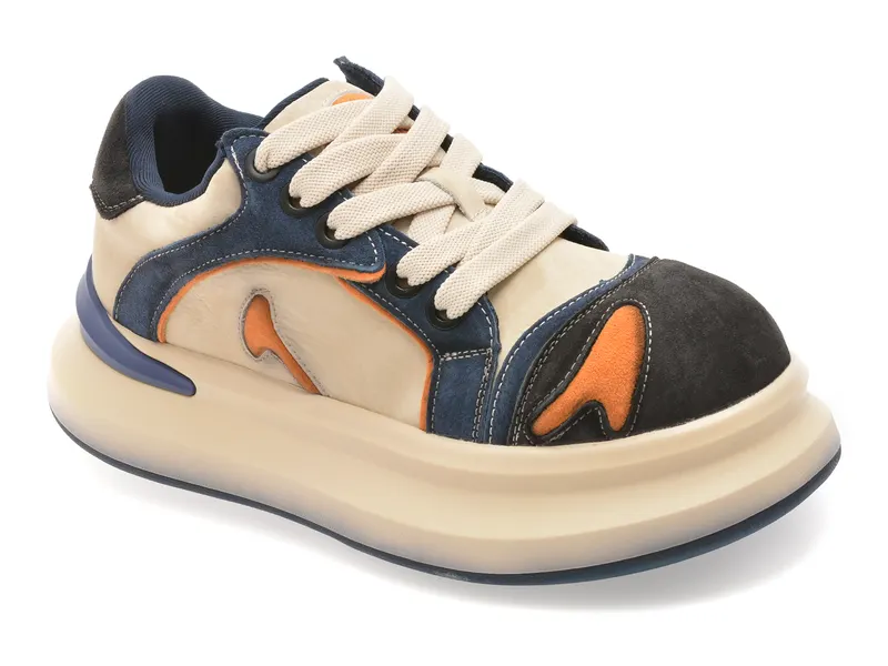 Pantofi sport bej, 8571, din piele ecologica