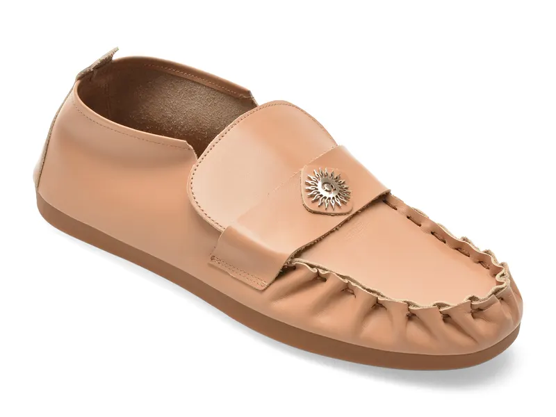 Mocasini bej, 3642611, din piele naturala