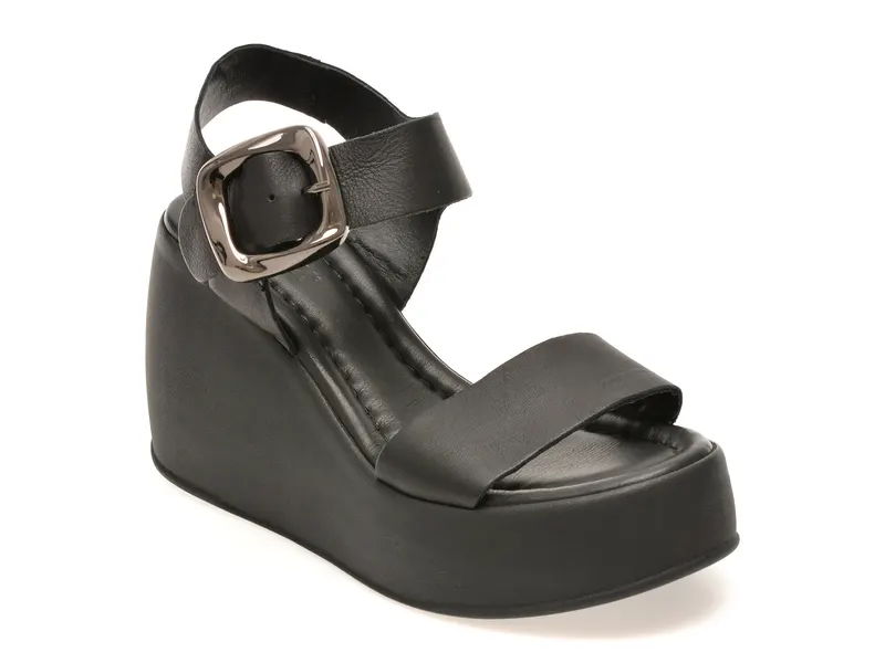 Sandale negre, 5001729, din piele naturala
