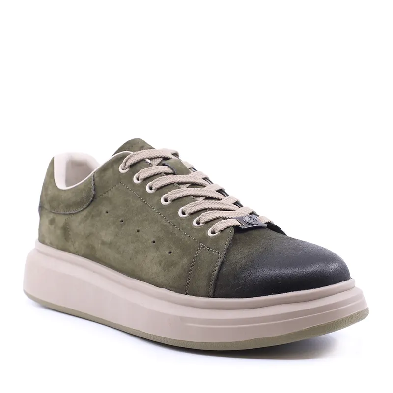 Sneakers ușori bărbați verzi din piele întoarsă 3852bp312vv — imaginea 2